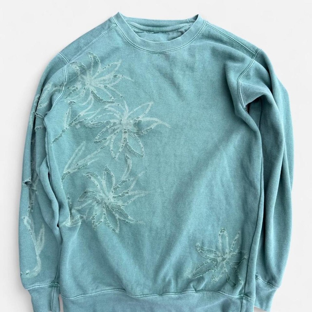 Vintage Mint Graphic Crewneck Sweatshirt Oversized Botanical 90s Y2K Distressed
